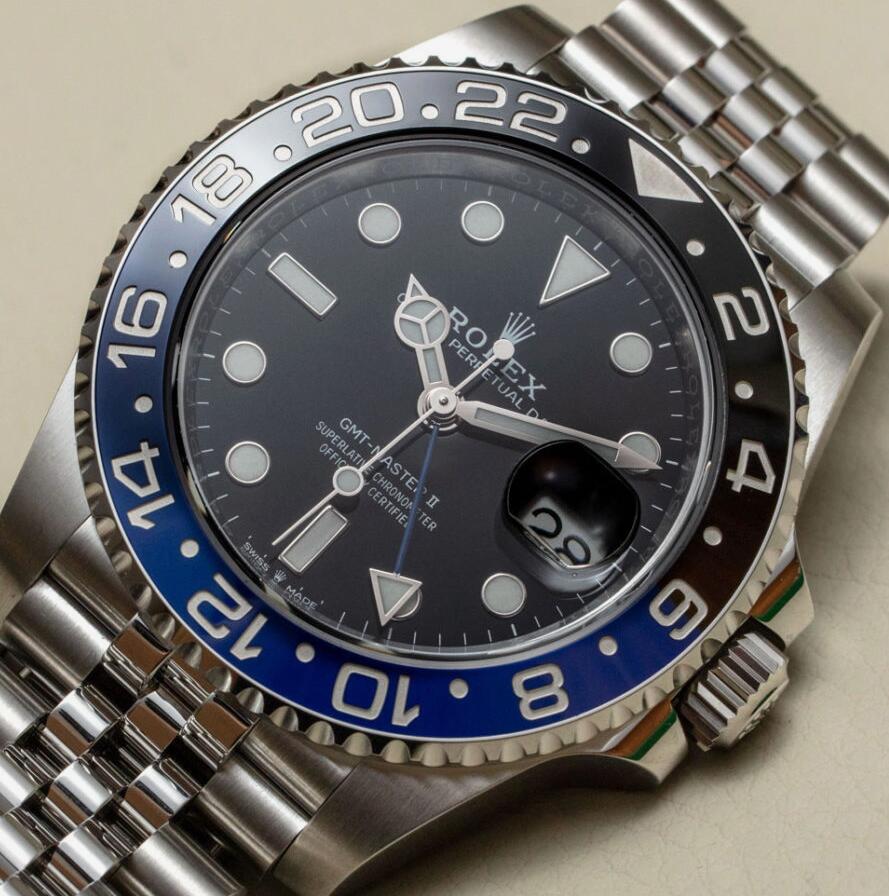 Rolex GMT Master II 126710BLNR Replica Uhr mit blauer/schwarzer Lünette